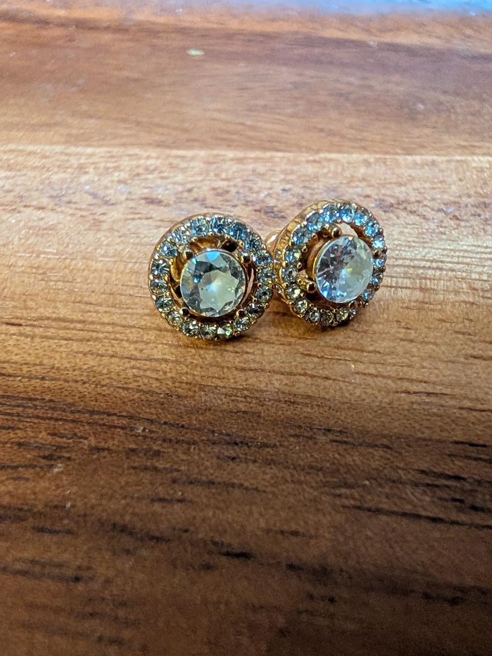 Olive & Piper Gold-Tone Crystal Halo Stud Earrings